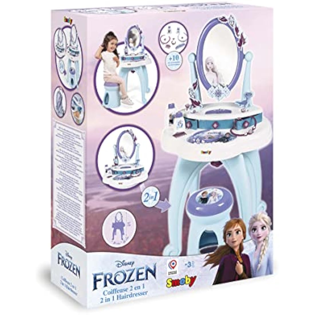 Smoby Disney Frozen 2-in-1 Hairdressing Table & Vanity with 10 Accessories