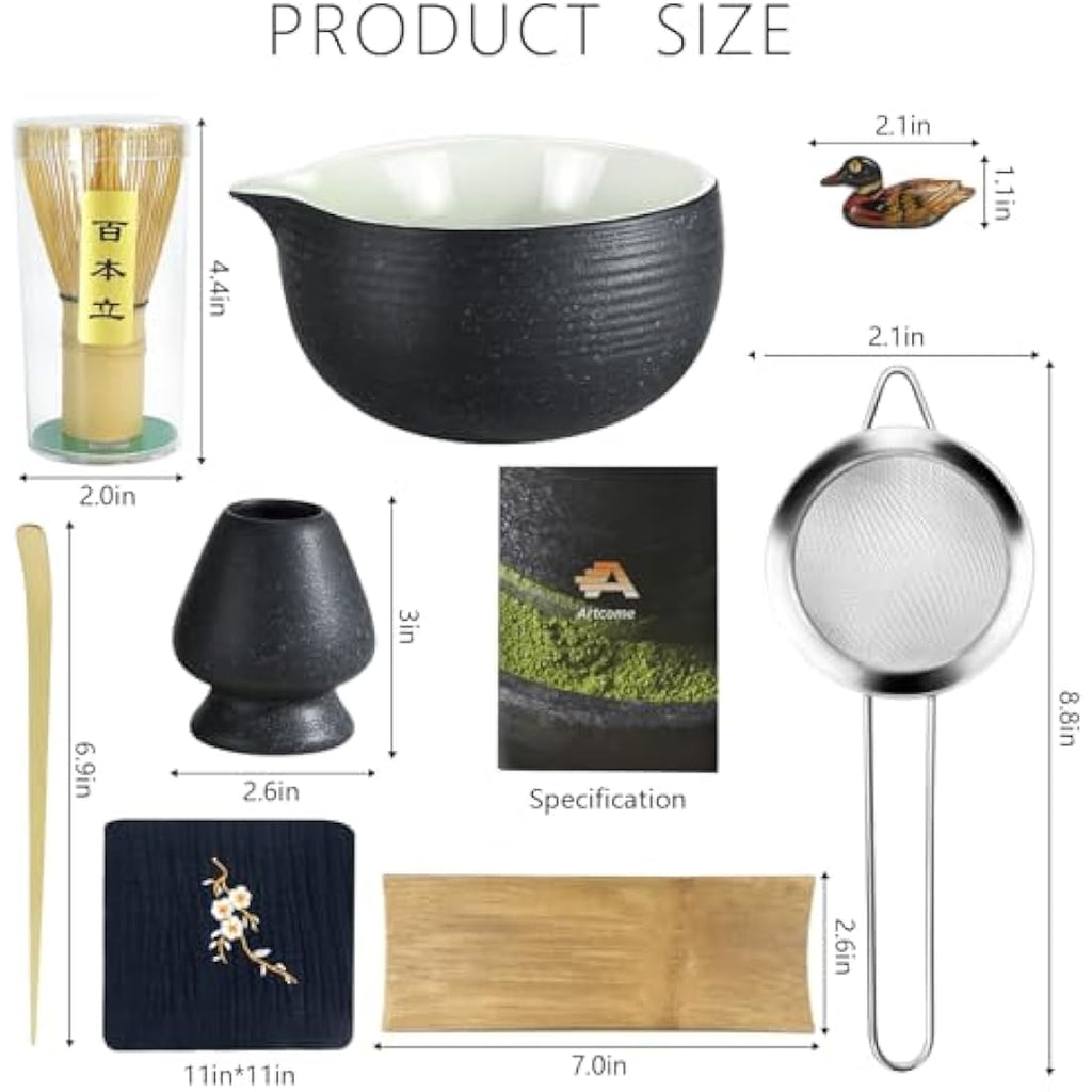 Jolof Store Bluestone Glaze Matcha Kit - 8pc Bamboo Tea Ceremony Set