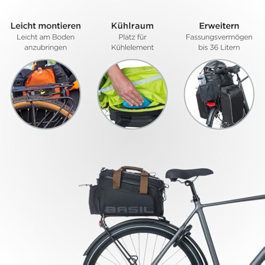Basil Miles XL Pro Trunkbag – Waterproof 9-36L Bike Pannier Bag