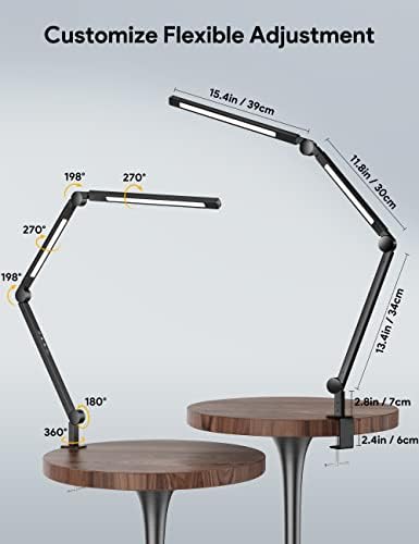 MediAcous LED Desk Lamp – Dual Light Swing Arm Architect Lamp with Clamp