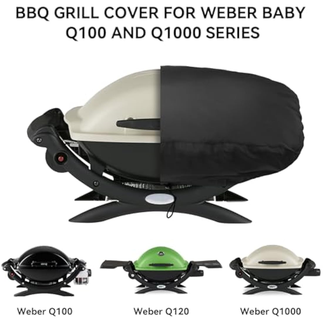 Onlyfire BBQ Gas Grill Cover for Weber Q100 Q120 Q1000 | Black
