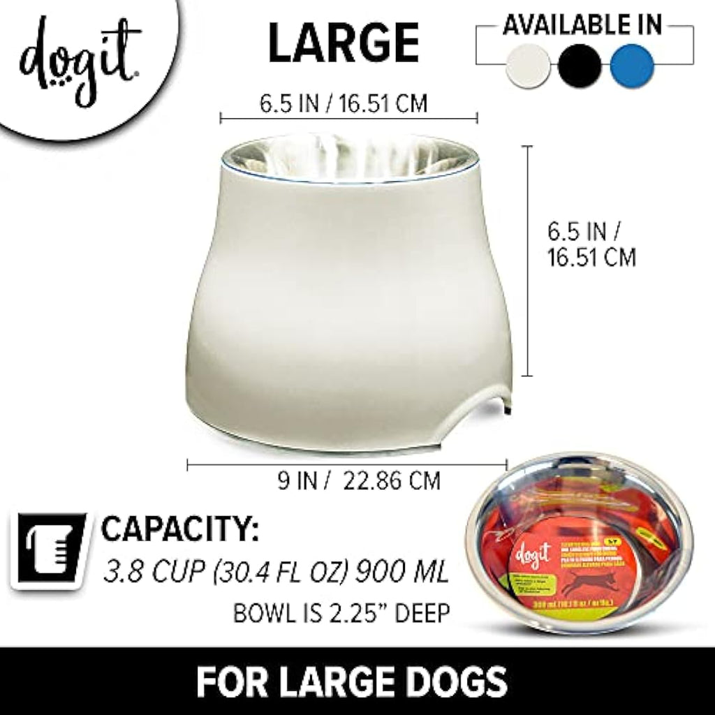 Dogit 2-in-1 Elevated Dog Bowl – Stainless Steel & Melamine, 900 ml