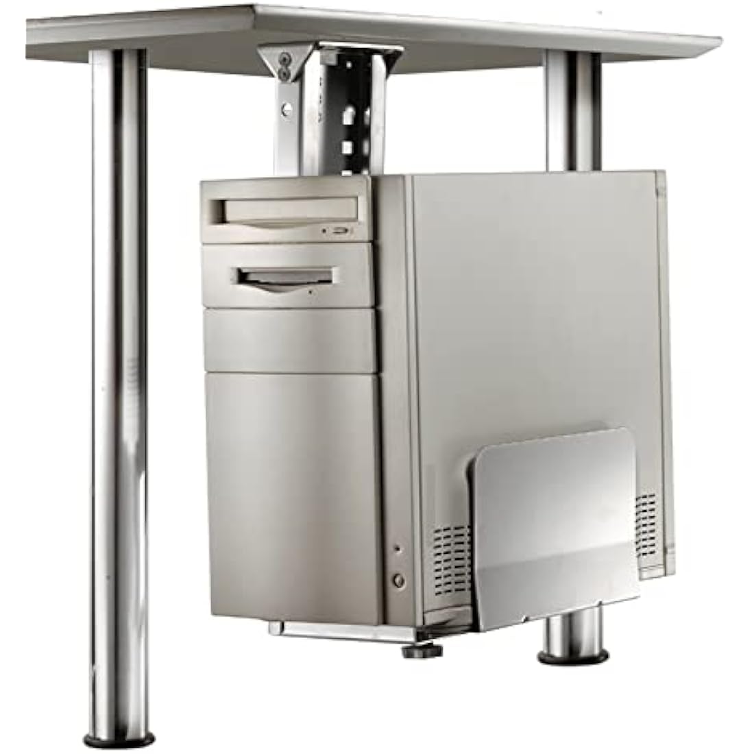 ROLINE PC Holder Silver - Adjustable Under Desk Computer Mount - 30kg