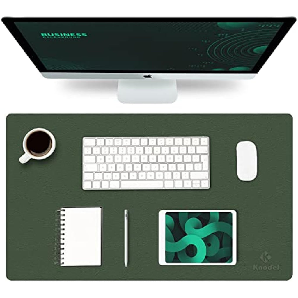K KNODEL Leather Desk Mat | Office Mouse Pad & Writing Blotter, Dark Green