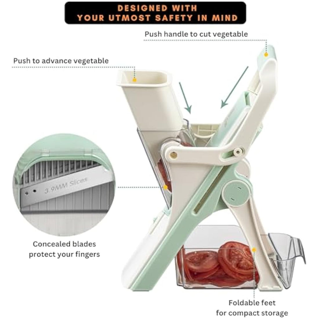 Brieftons Safe Mandoline Slicer | 5-Blade Vegetable Chopper and Dicer