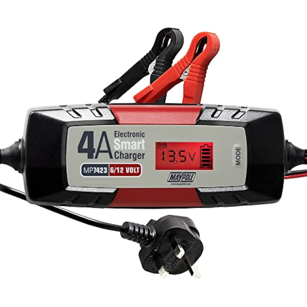Maypole 6V/12V Smart Car Battery Charger – 4A Dual Voltage AGM & Lead Acid