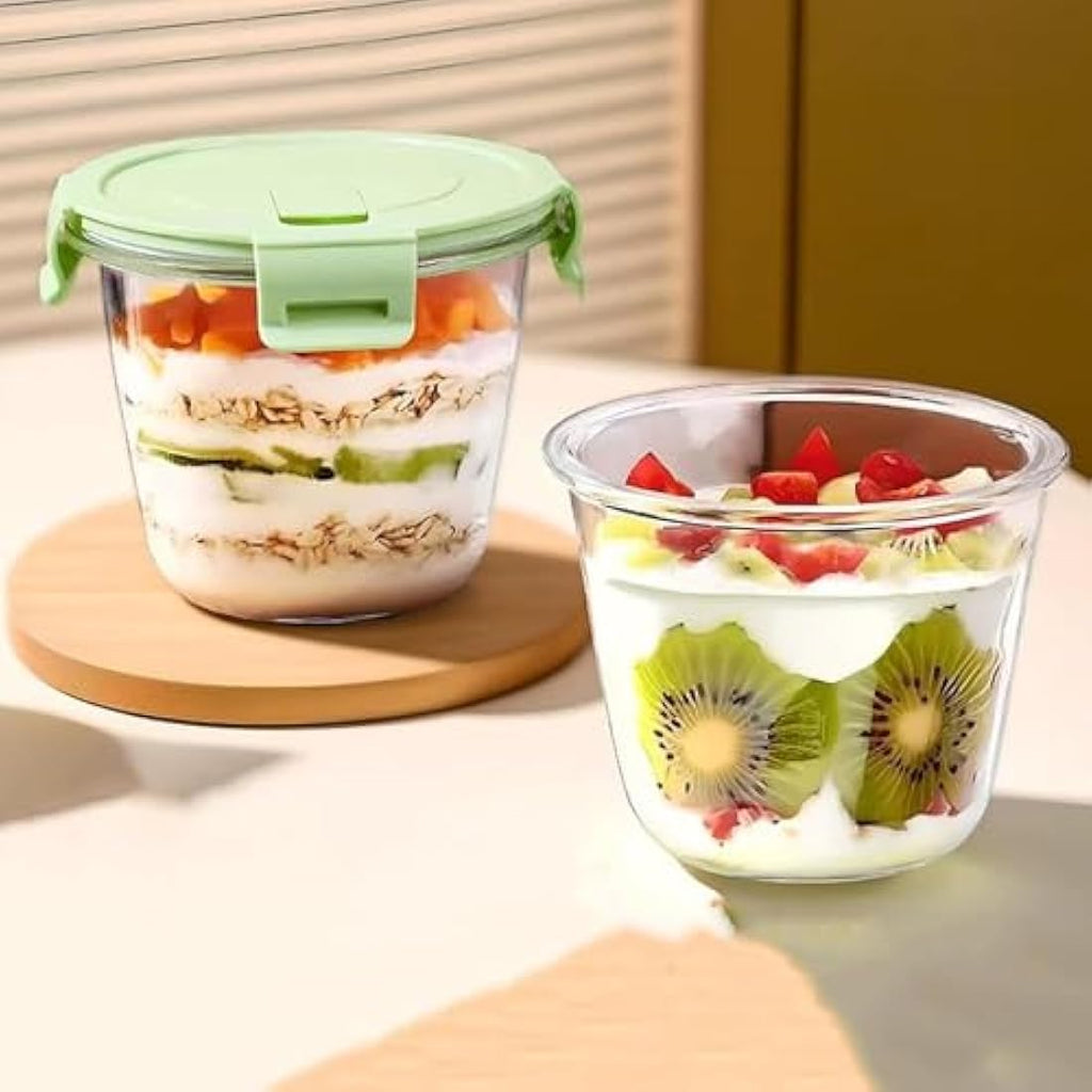 710ml Round Glass Soup Containers - Airtight Borosilicate 4pk