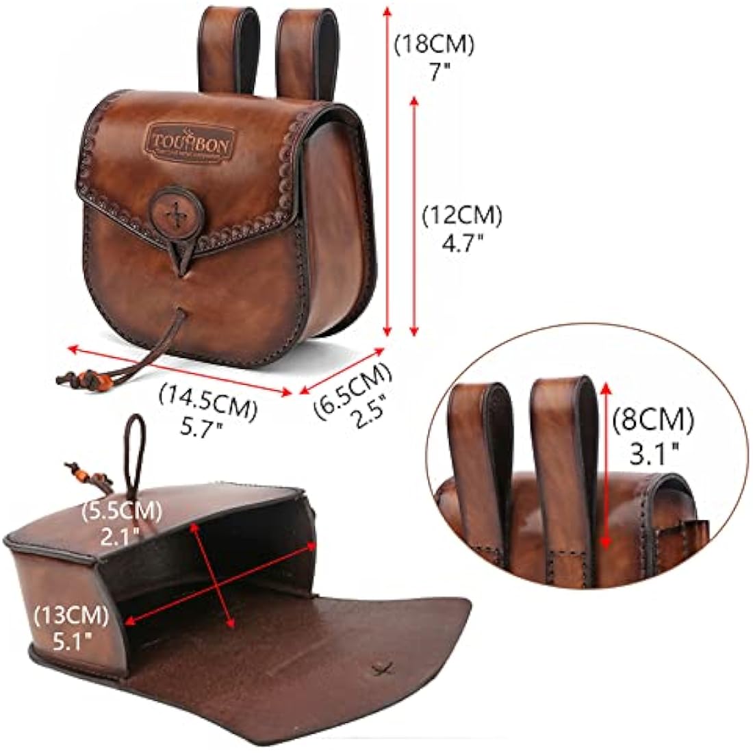 Tourbon Leather Multitool Belt Pouch – EDC Fire Starter Holder for Camping