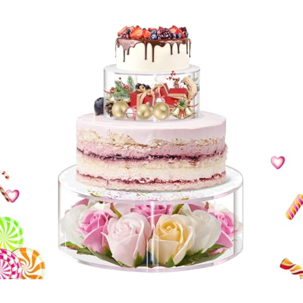 2-Piece Fillable Acrylic Cake Stand Set | 6 & 10 Inch Risers