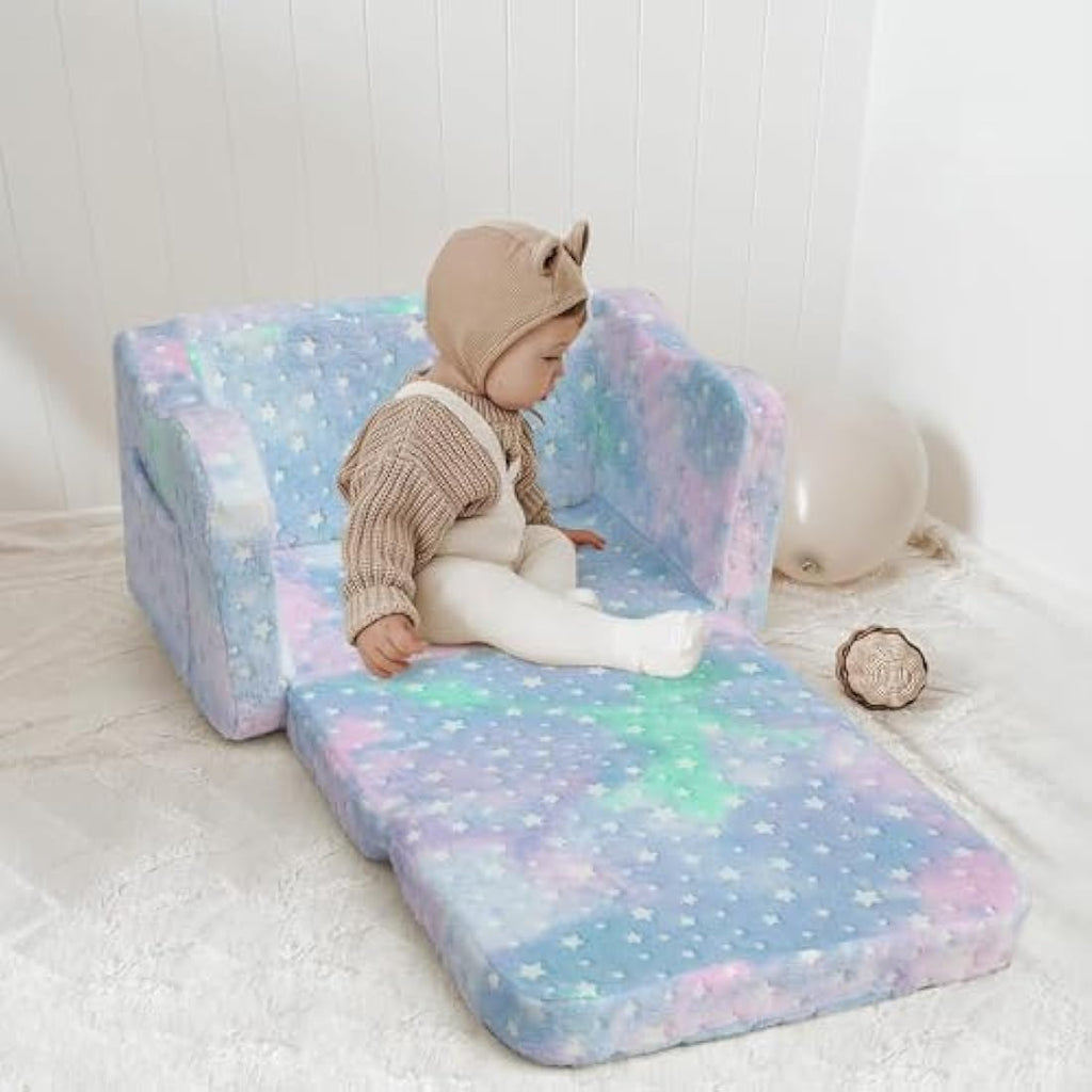 MeMoreCool Kids Sofa Bed – Glow in The Dark Convertible Toddler Lounger