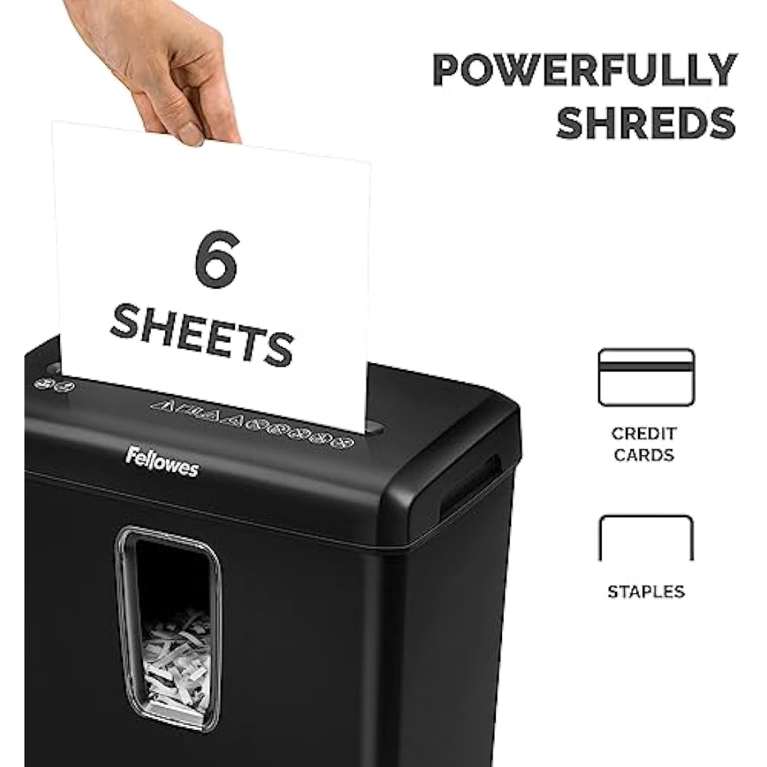 Fellowes FS-6C Cross-Cut Paper Shredder – 6 Sheet P4 Security, 15L Bin