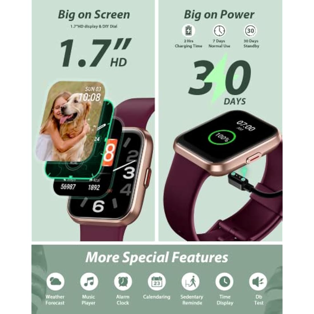 Smart Watch with Alexa & Bluetooth Call - 1.8" Fitness Tracker