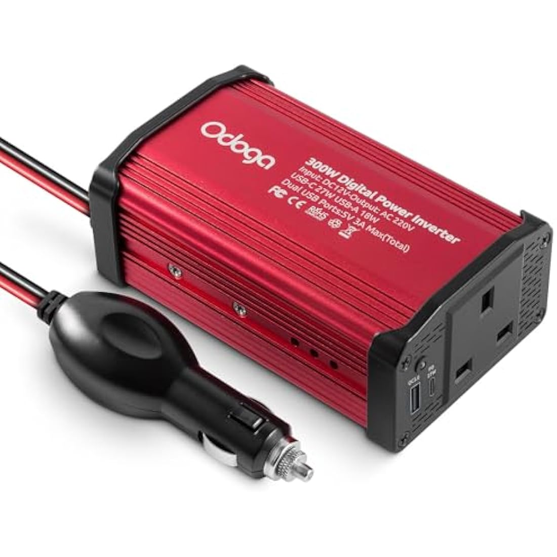 Odoga 300W Car Power Inverter | 12V to 240V Converter with USB-C & USB-A
