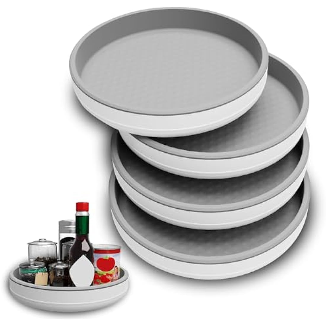 Jolof Store 4-Pack 10-Inch Non-Skid Lazy Susan Rotating Pantry Organizers