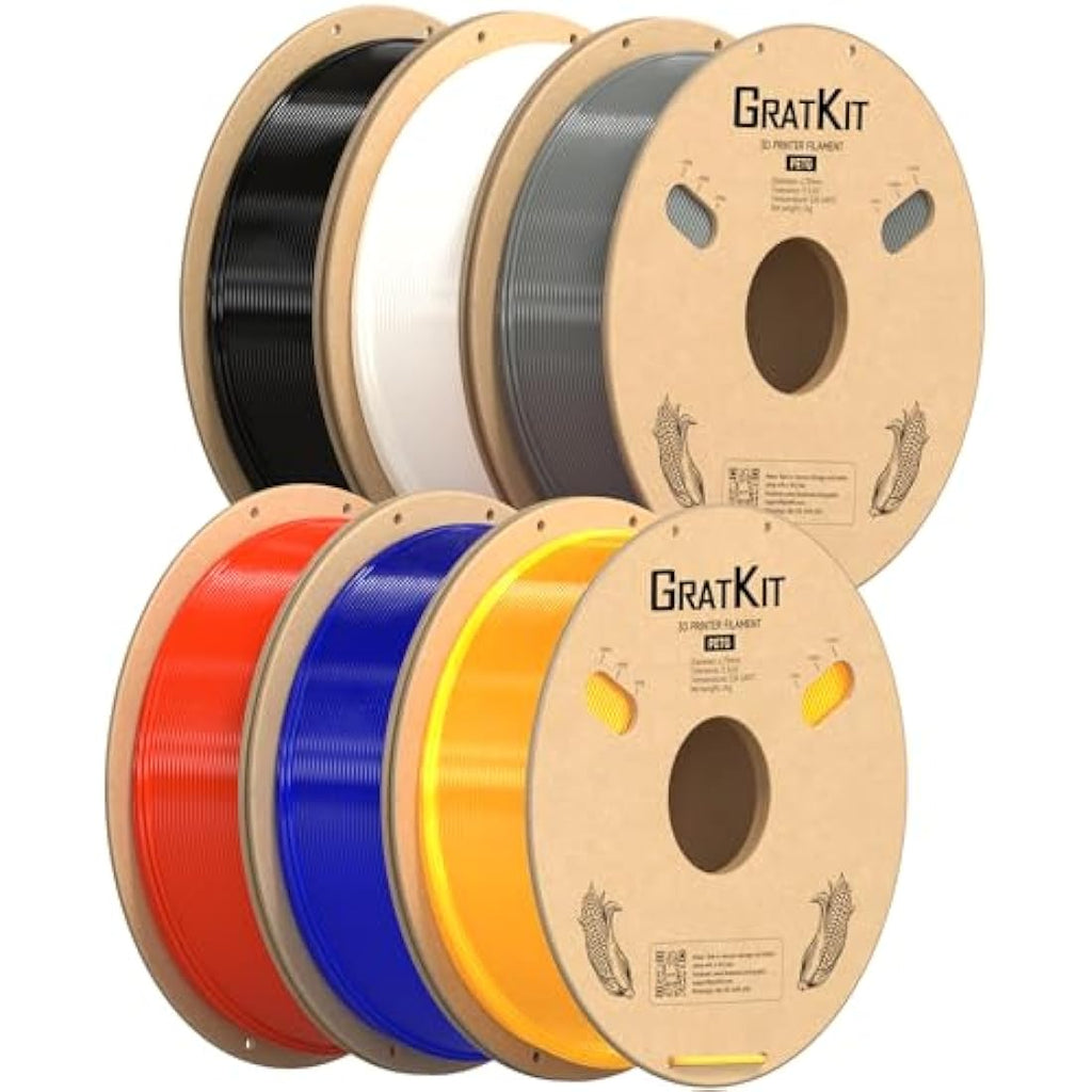 GratKit PETG 3D Printer Filament 1.75mm | 6KG Bundle (6 x 1KG Spools)