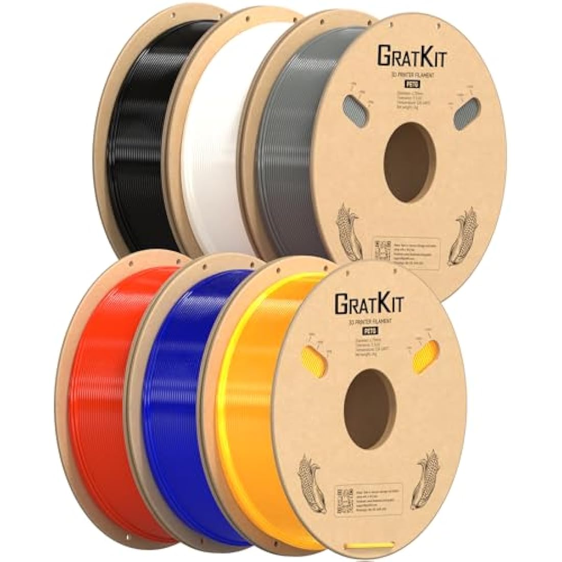 GratKit PETG 3D Printer Filament 1.75mm | 6KG Bundle (6 x 1KG Spools)