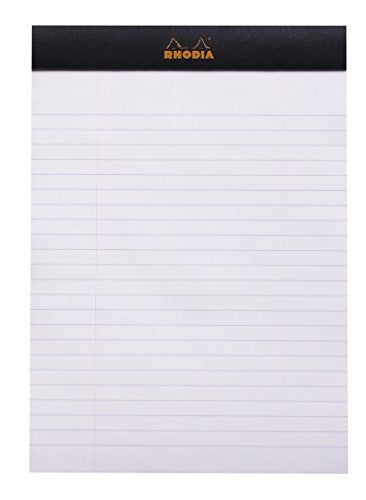 Rhodia N°16 Stapled Notepad - Black A5 Lined Paper - Pack of 10