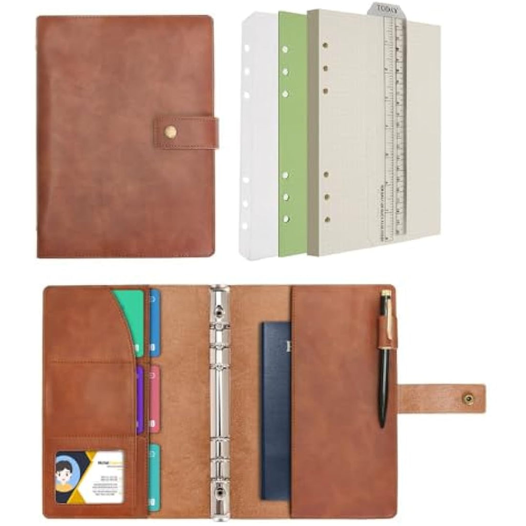 Jolof Store A5 Leather Refillable Notebook – Dot Grid Spiral Journal