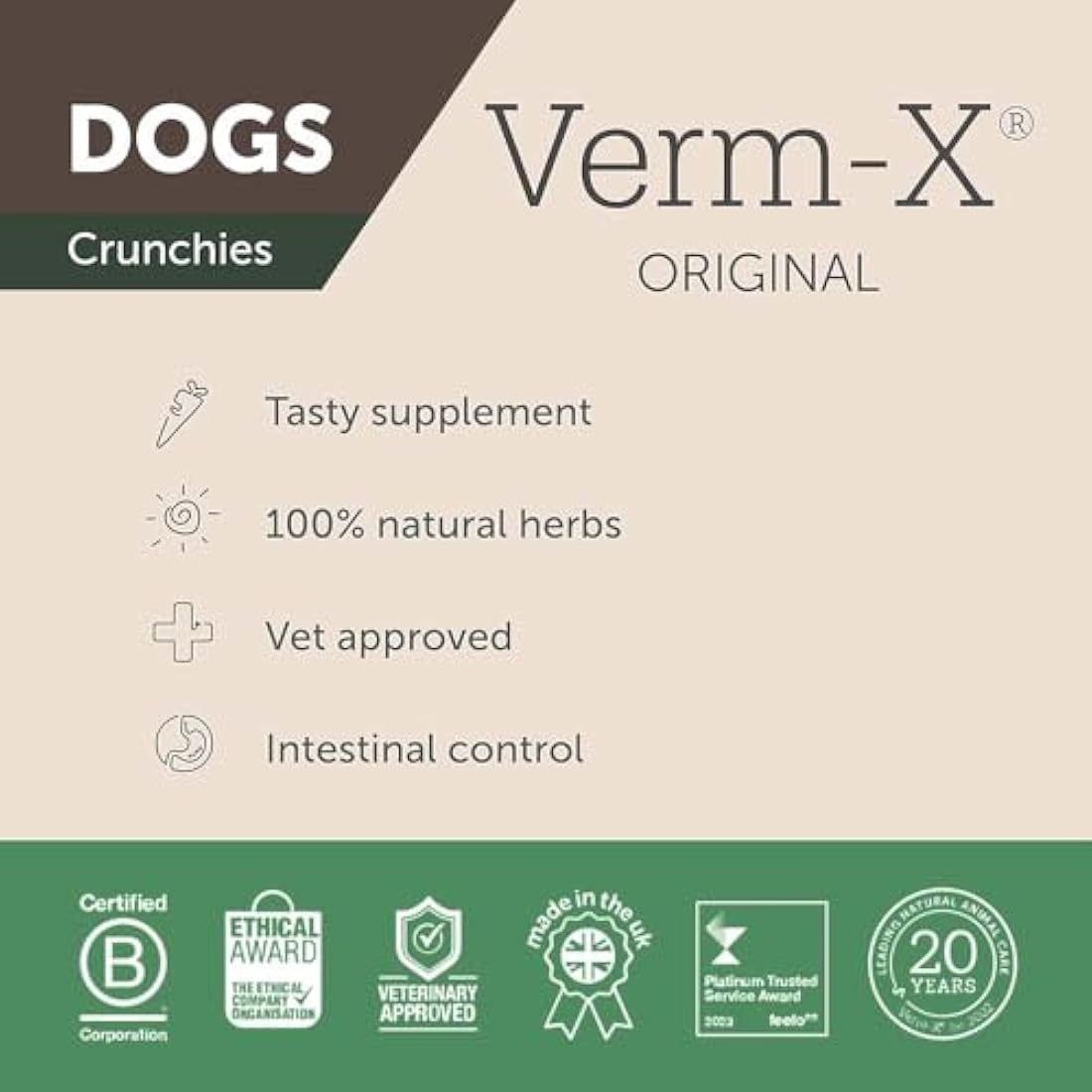 Verm-X Natural Dog Treats | Herbal Intestinal Hygiene & Gut Supplement