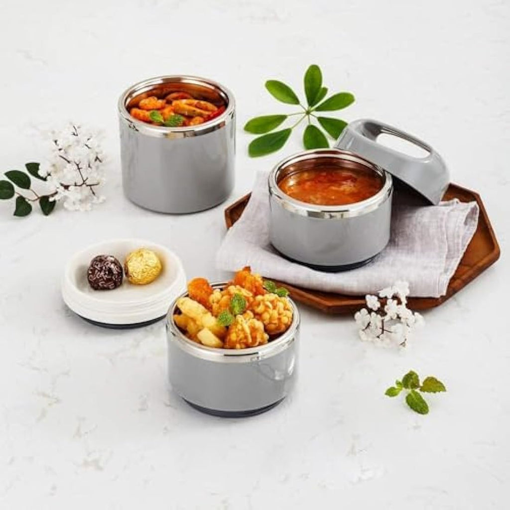 Lille Home 3-Tier Stainless Steel Thermal Bento Lunch Box with Bag – 1380ml