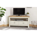 GFW Lancaster Corner TV Unit – Cream Wood Cabinet with 2 Drawers