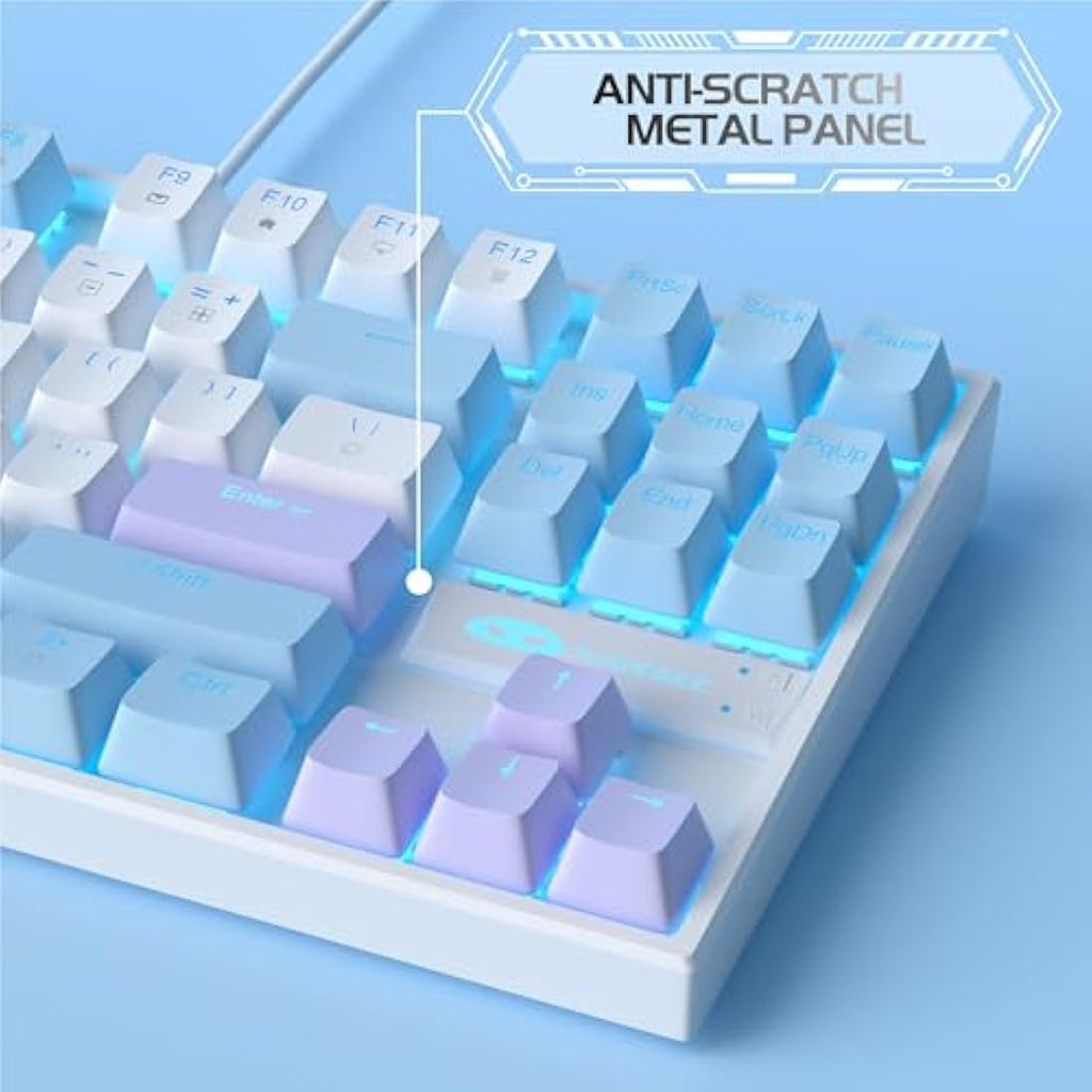 MageGee 75% Mechanical Gaming Keyboard | Red Switch TKL - White/Blue