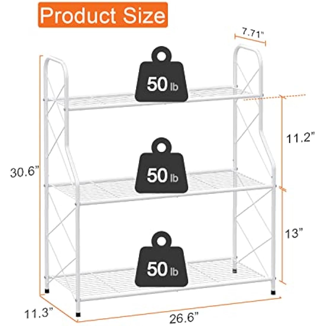 Mutool 3-Tier Metal Plant Stand | Wrought Iron Ladder Shelf, White