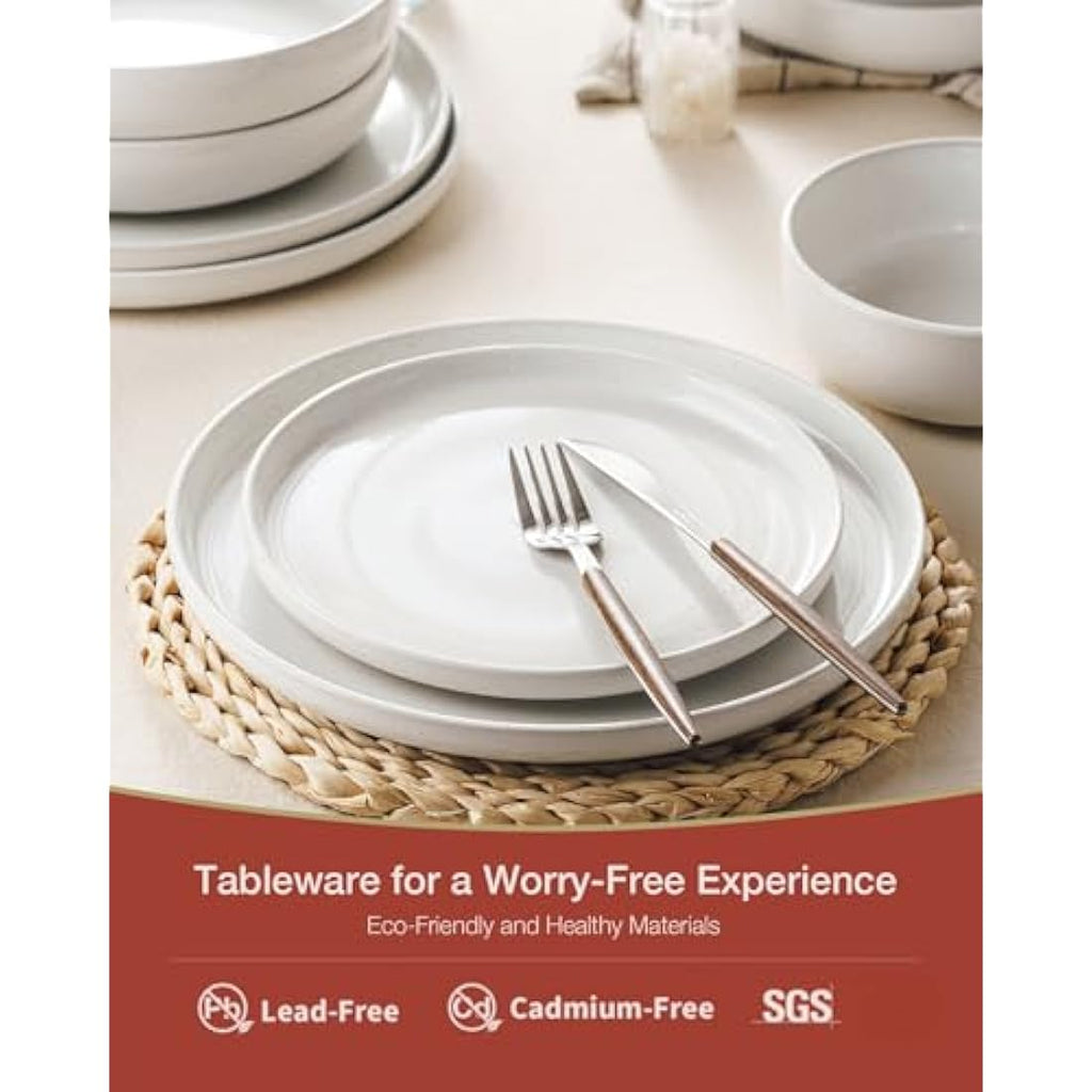 Richmount Milkyway 12-Piece Speckled Stoneware Dinnerware Set, White