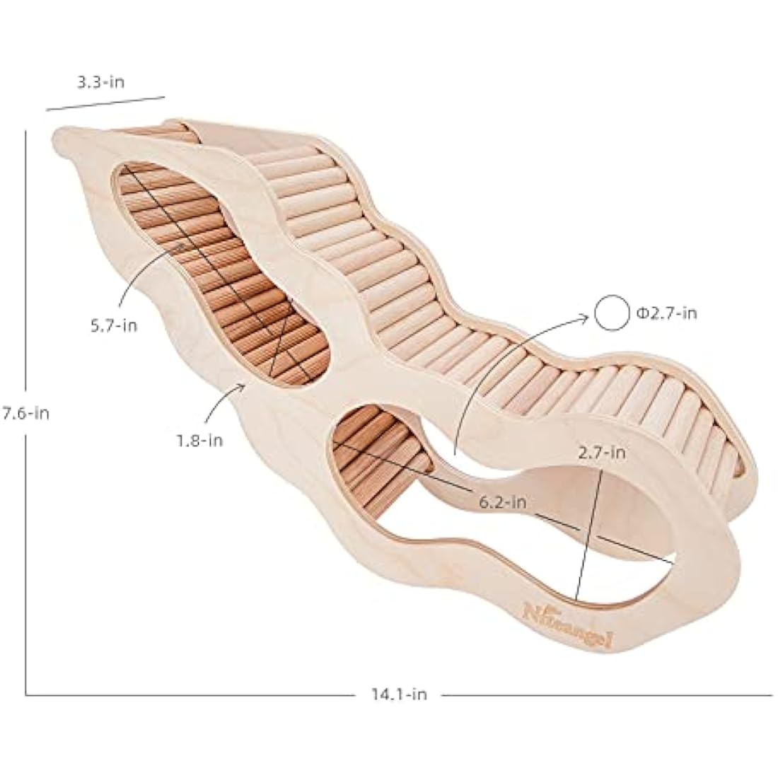 Niteangel Wooden Hamster House with Climbing Ladder Hideout for Small Pets