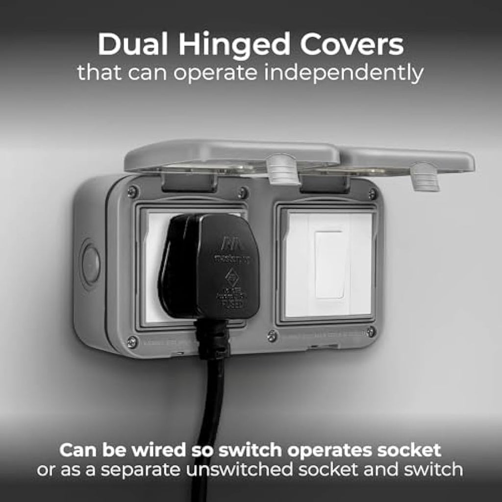 BG Electrical Outdoor Power Socket & Switch | IP55 Weatherproof | WPB21