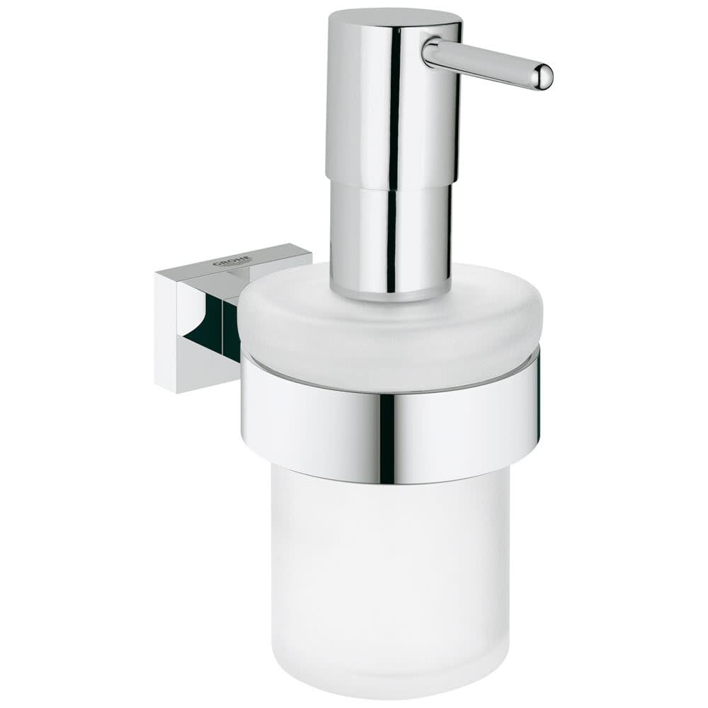 GROHE Essentials Cube Soap Dispenser – Wall Mounted Chrome & Glass