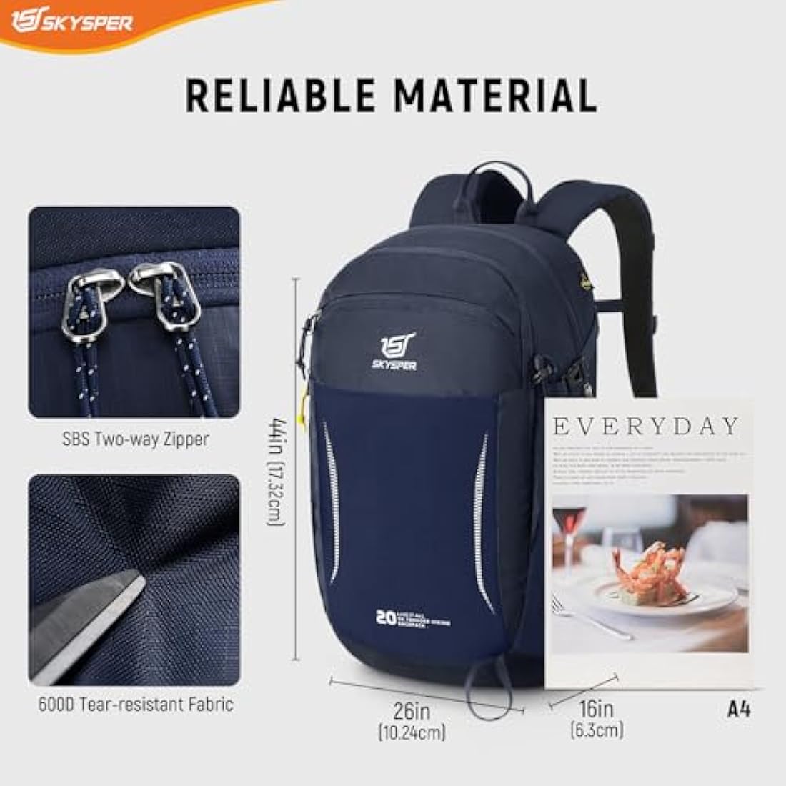 SKYSPER 20L Hiking Backpack | Lightweight Water-Resistant Travel Daypack