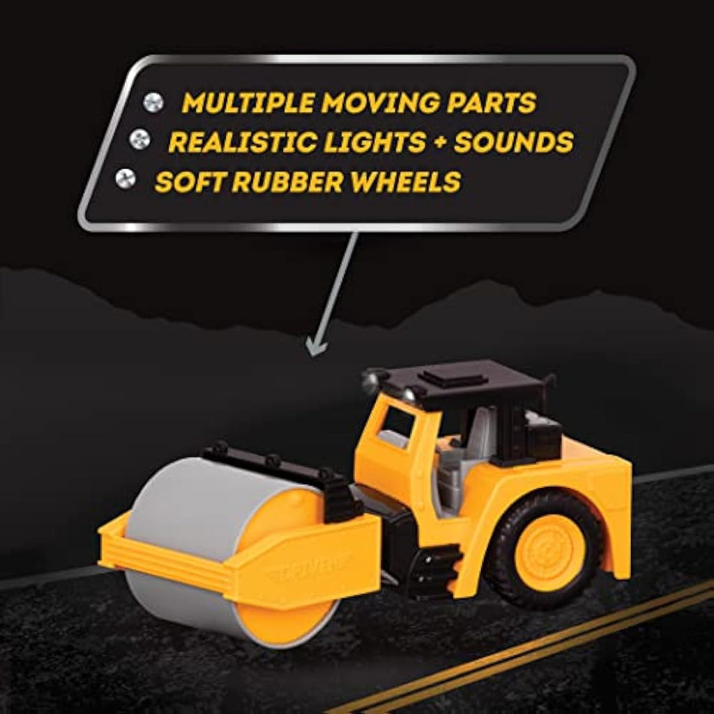 DRIVEN Micro Steam Roller – Toy Construction Truck with Light and Sound