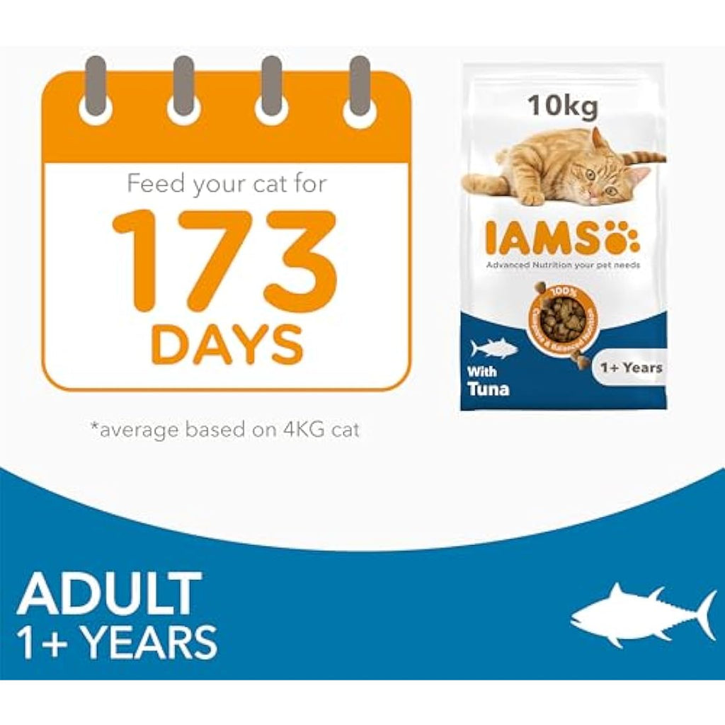 IAMS Adult Dry Cat Food – Tuna 10kg – High Protein Immune Support