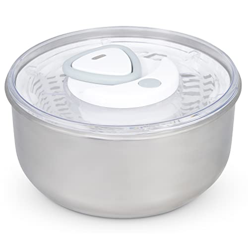 Zyliss Easy Spin 2 Salad Spinner – Large 6L Stainless Steel Serving Bowl
