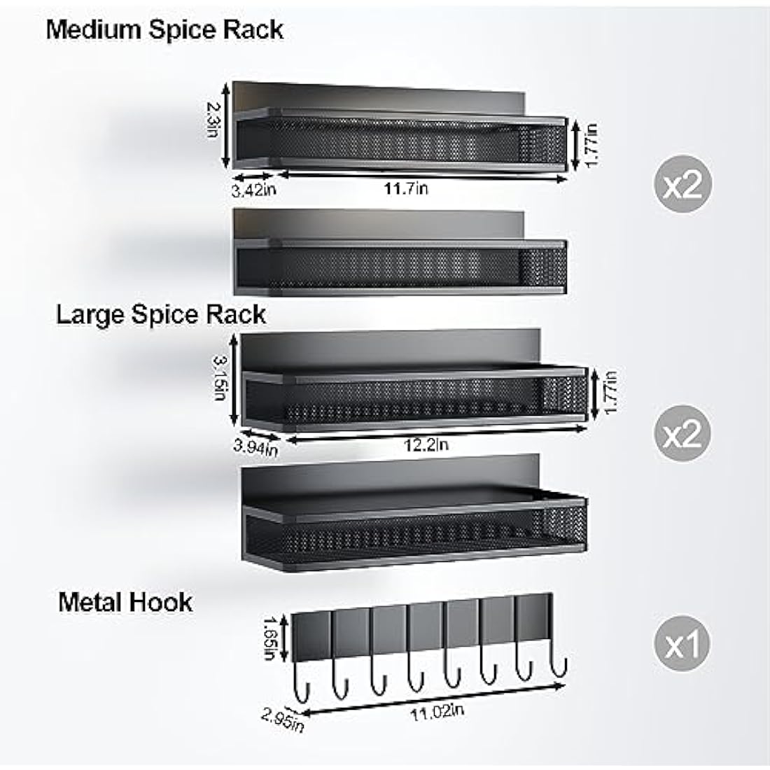 Aufworld Magnetic Spice Rack for Refrigerator – 5 Pack Fridge Organizer