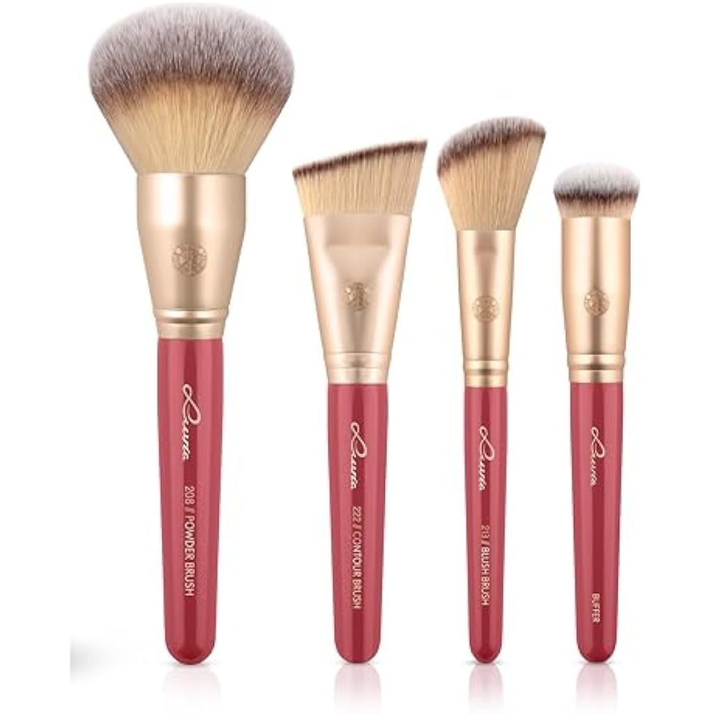 Luvia 14-Piece Vegan Makeup Brush Set with Travel Case – Coral