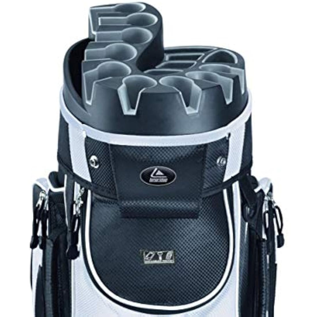 Longridge Pro Cart Golf Bag – 15-Way Divider & V-Iron Slots, Black/White