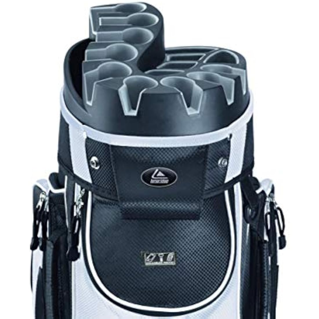 Longridge Pro Cart Golf Bag – 15-Way Divider & V-Iron Slots, Black/White