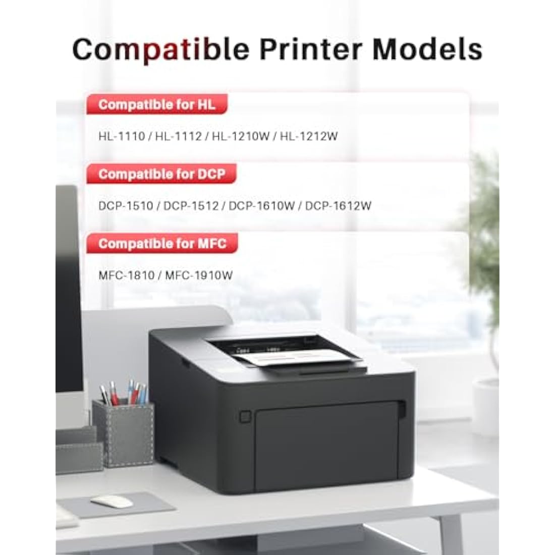Halloya TN1050 Compatible Black Toner Cartridges for Brother - 4-Pack