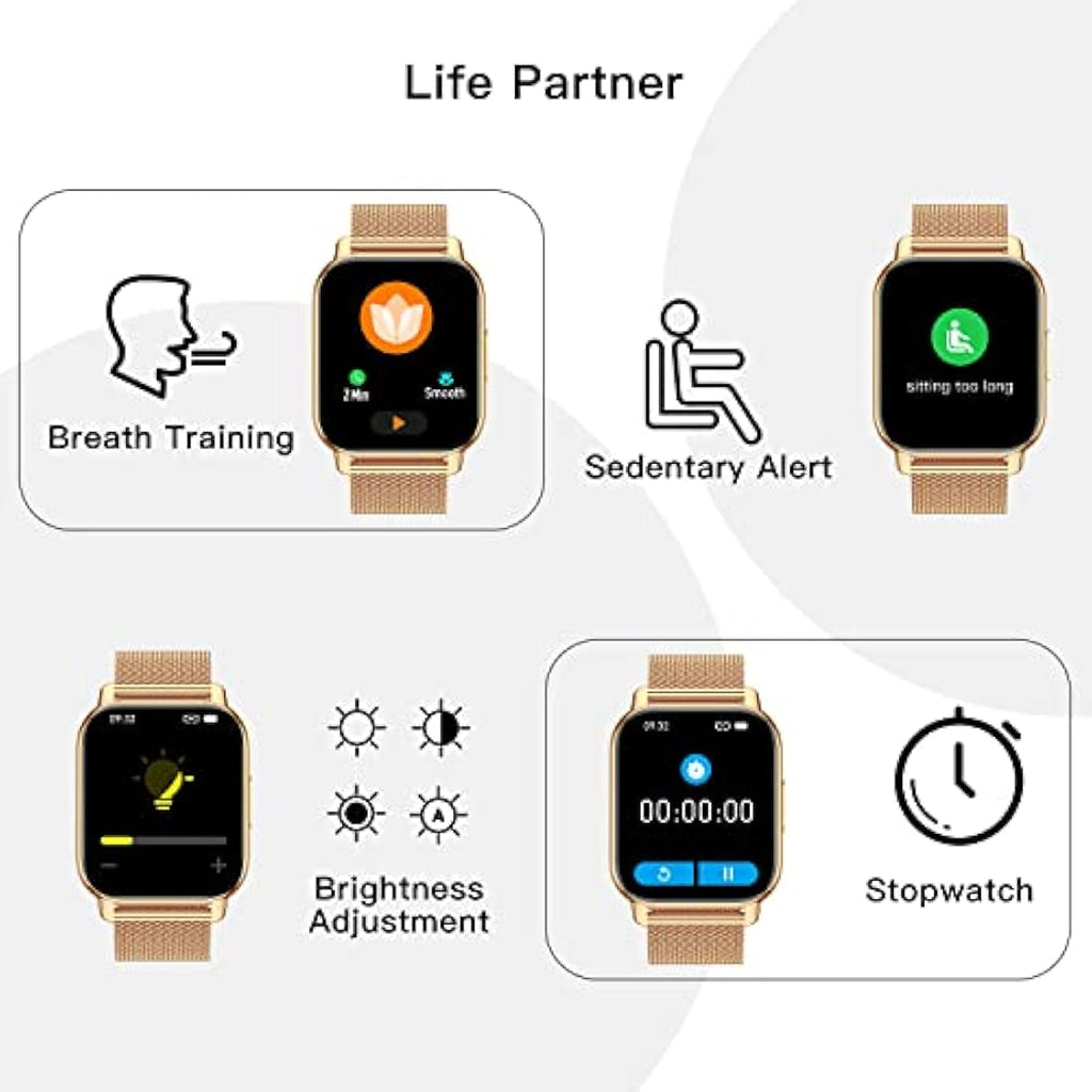 Popglory Smart Watch - 1.85" Fitness Tracker with Bluetooth Call & 2 Straps