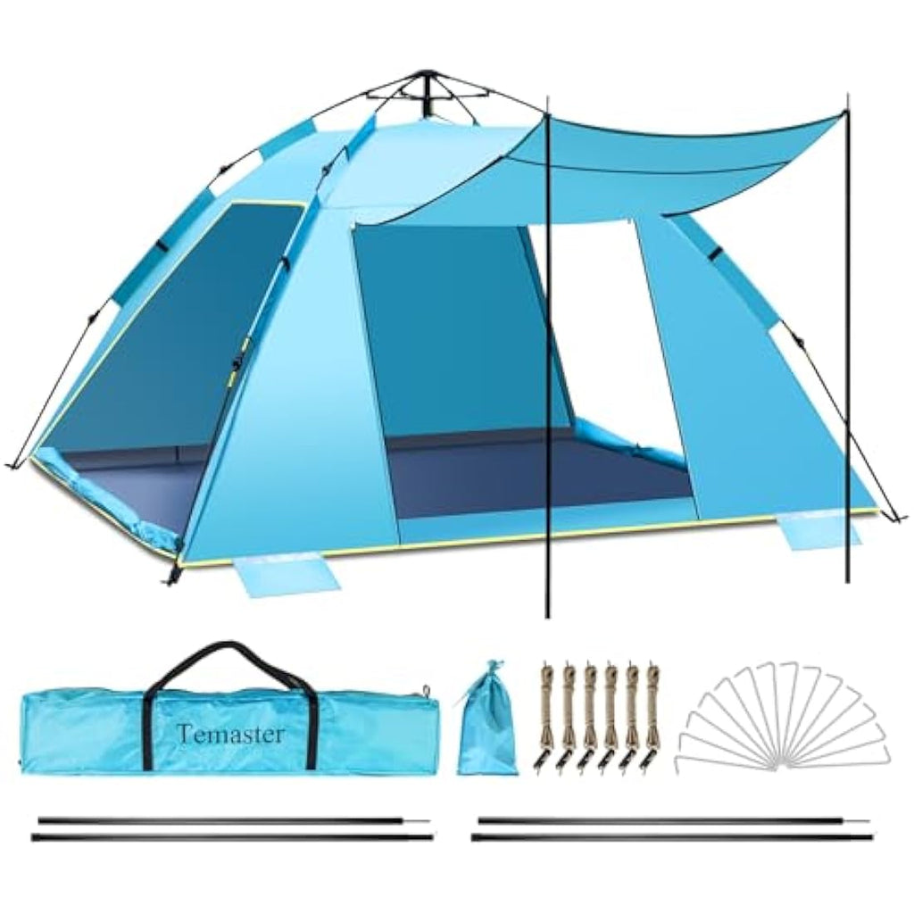 Jolof Store 4-5 Person Pop Up Beach Tent – UPF 50+ Sun Shelter (Blue)