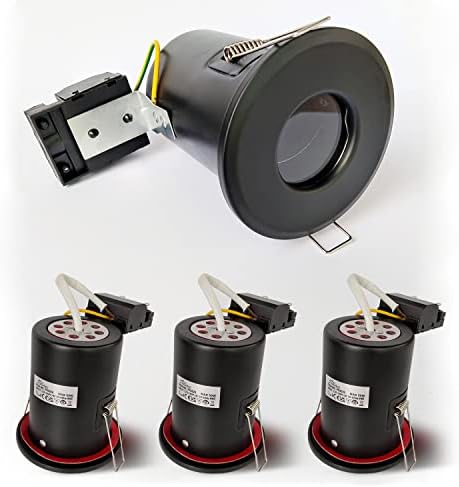 Sweier 4-Pack Fire Rated IP65 Waterproof GU10 Downlight – Black Aluminium