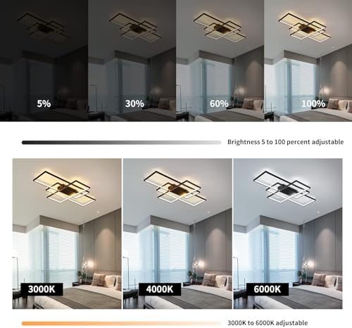 JIINOO 70W Modern Square LED Ceiling Light – Dimmable Flush Mount Fixture