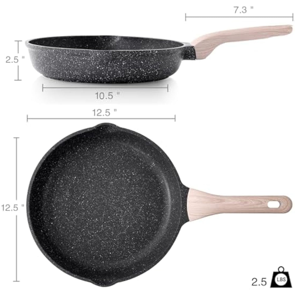 Kordisen 32cm Granite Nonstick Frying Pan | Induction Skillet with Spouts