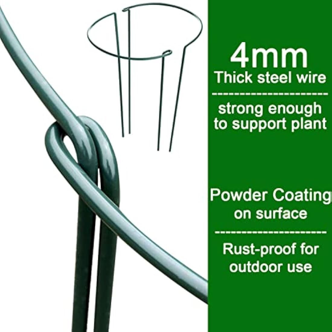 VLYHGO 6PCS Half Round Metal Plant Support Stakes – 44x20cm Garden Rings