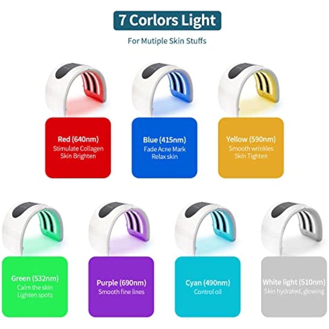 7-Color LED Face Mask – Red Light Therapy Skin Rejuvenation Device