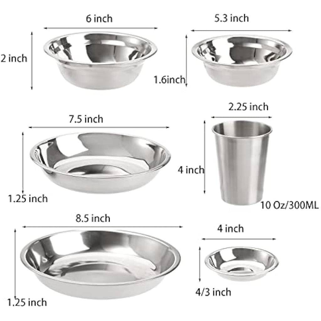 TOPZEA 26-Piece Stainless Steel Camping Mess Kit | Outdoor Dish Set