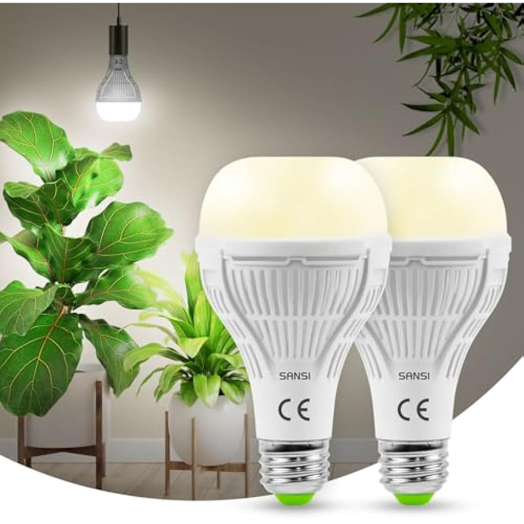 SANSI Full Spectrum LED Grow Light Bulb - 15W E27 Plant Light (2-Pack)