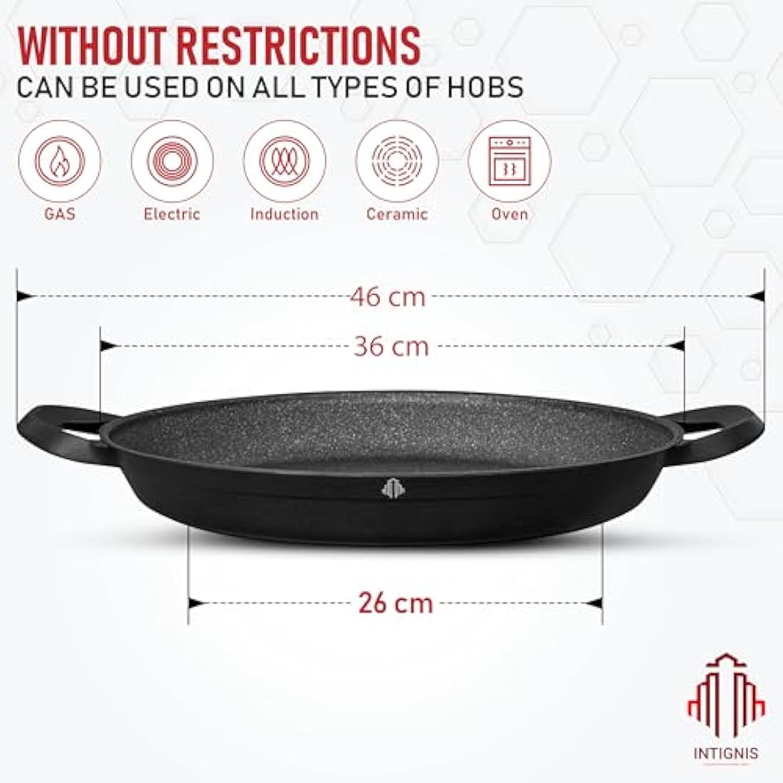 Paella Pan | 36cm Non-Stick Ceramic Pan with Glass Lid